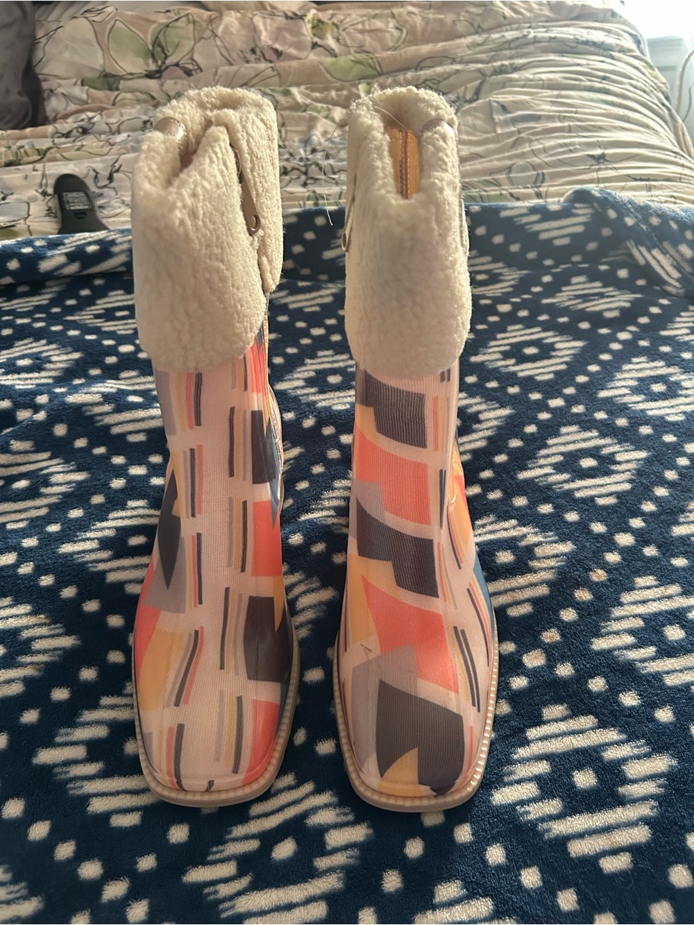 Gloasy blue boots